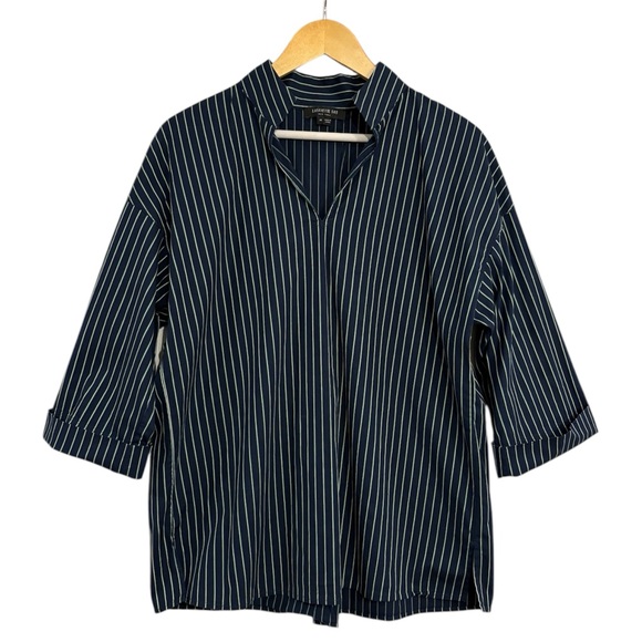 Lafayette 148 Hawkins Striped 3/4 Sleeve Pullover Blouse Size M - Picture 2 of 9